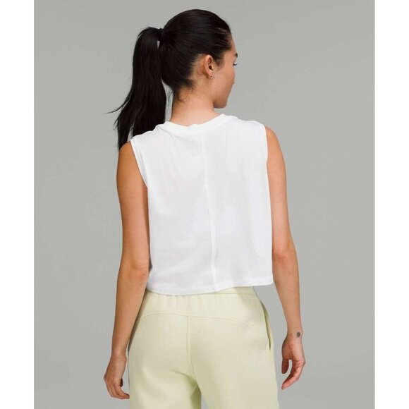 Lululemon Women Cropped Muscle Tank Sleeve Length White Size 10 - Picture 2 of 8